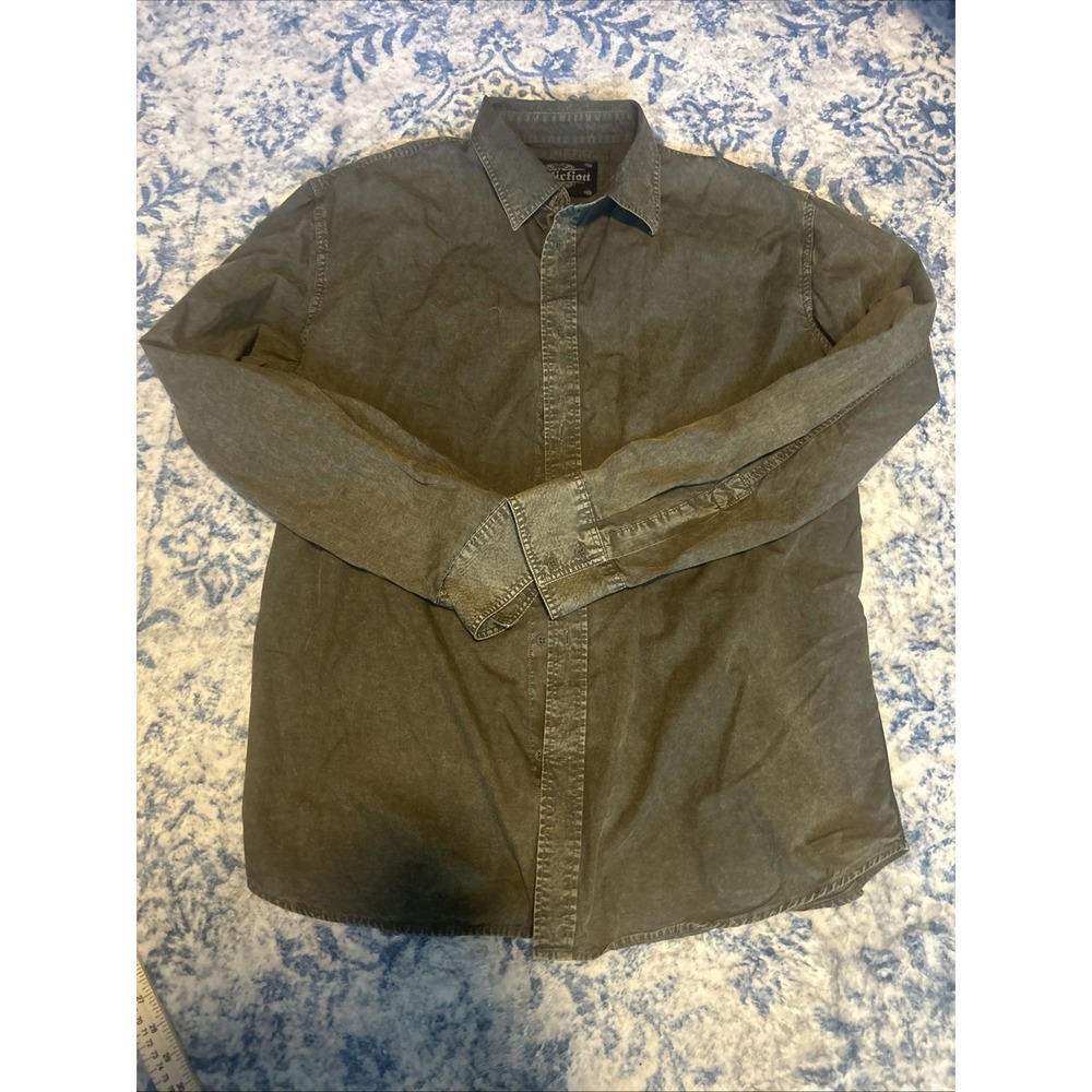 Affliction Embroidered Long Sleeve Dress Shirt Distressed Biker 2xl